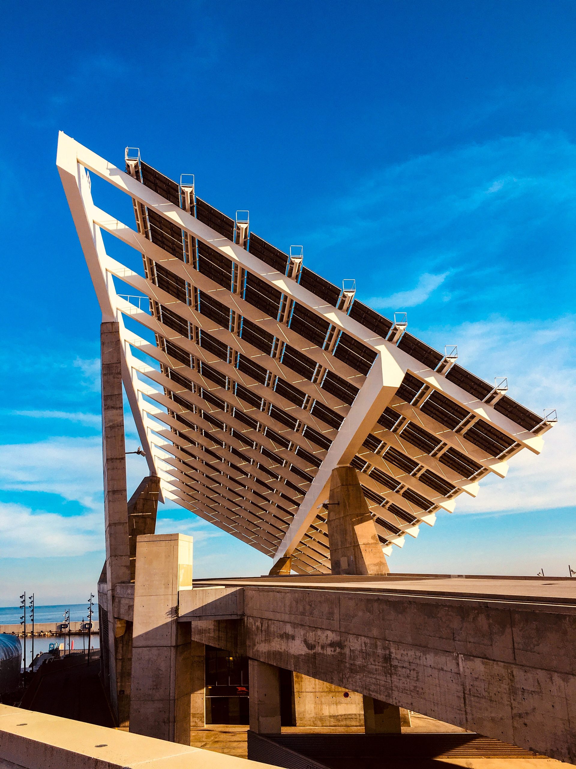 Rooftop solar panels on commercial building