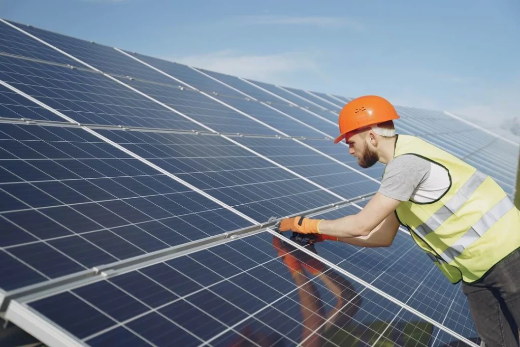 A photo of a solar panel installation on a rooftop